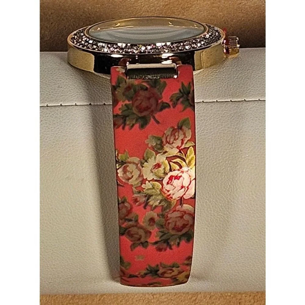 Women's Croton Manhattan Watch, Gold‎ Tone Rhinestone Bezel - NIB